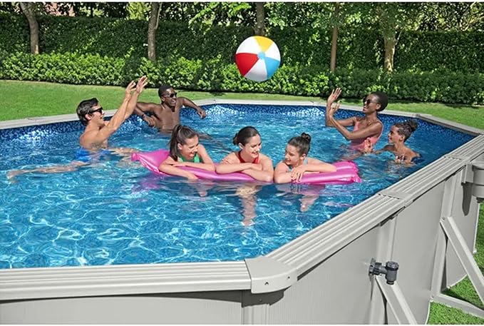 Bestway Hydrium 20' x 12' x 48" Above Ground Pool, Oval Steel Side Wall Frame Outdoor Swimming Pool Set with Sand Filter Pump, Ladder & Accessories