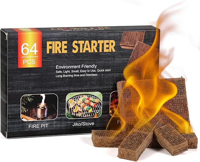 Fire Starters for Solo Stove Mesa, 60 Count BBQ Firestarter and Fireplace Accessories, Pellets for Bonfire and Firepit, Camping, Grilling, Cooking, Campfires, Charcoal, Wood, and Sticks (64 Cubes)