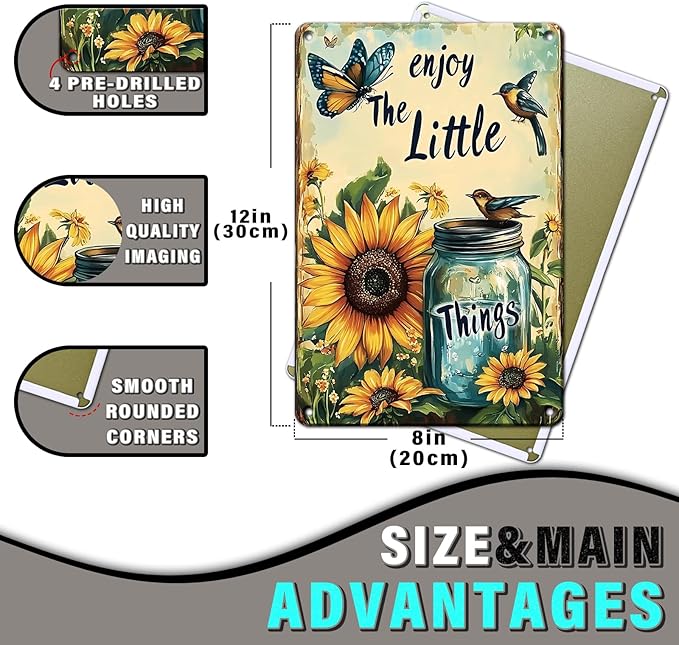 Flowers Vintage Tin Sig Flowers Metal Tin Sig Retro Sign for Home Bar Office Outdoor Wall Decor 8x12inch