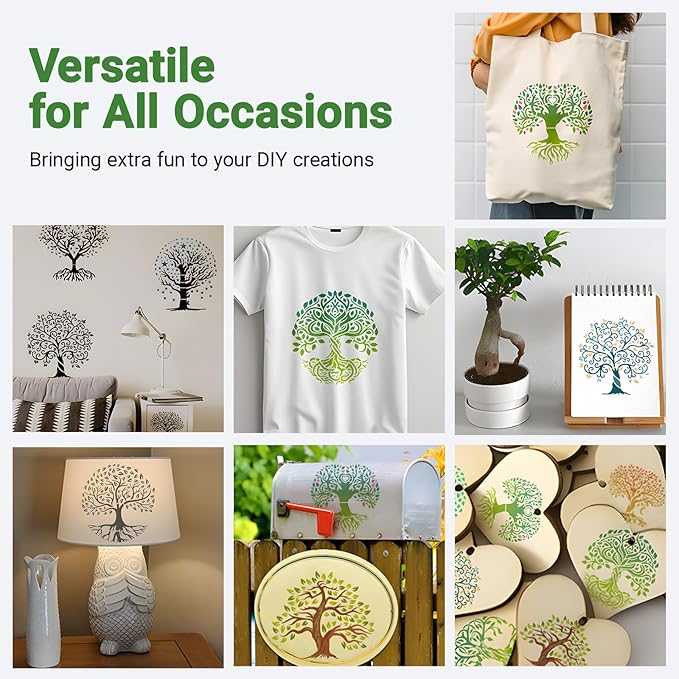16 PCS Tree Stencils for Painting, Stencils for Crafts Reusable 6 x 6 Inch Tree of Life Templates for Wood Signs Journals Canvas and Spiritual Decor