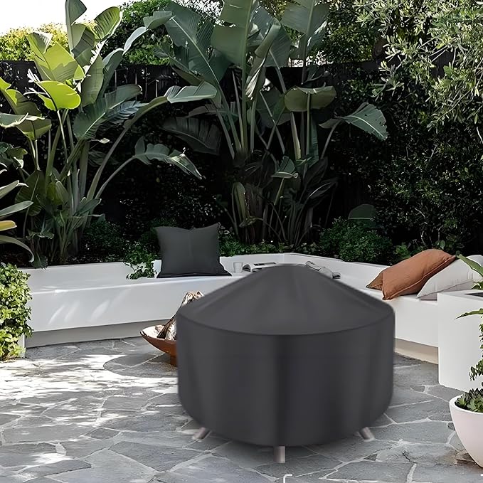 Round Fire Pit Cover for 22-34 Inch Firepit, Heavy Duty Outdoor Patio Fireplace Covers - Waterproof Dustproof Anti UV and Tear Resistant