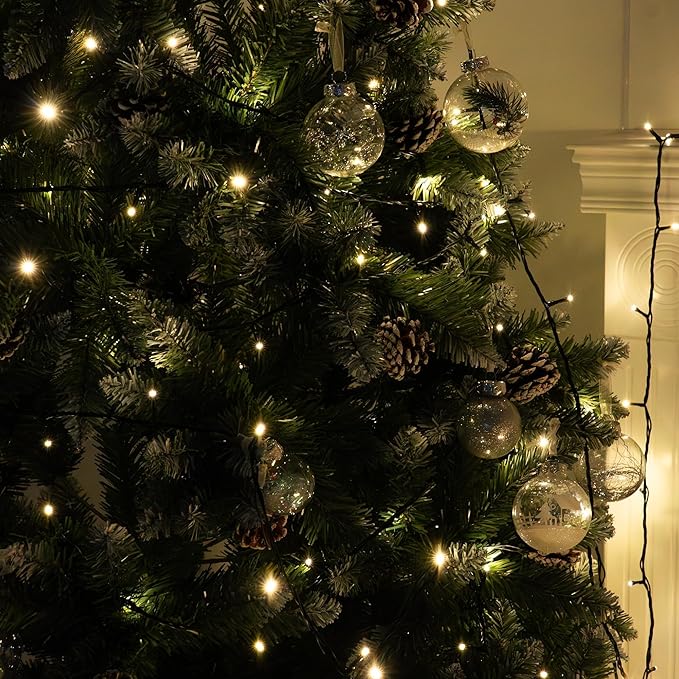 Christmas String Lights Outdoor, 196 FT 600 LED String Lights with 8 Lighting Modes Timer, Waterproof Christmas Decorations for Party Yard Garden Tree Wedding Holiday, Warm White