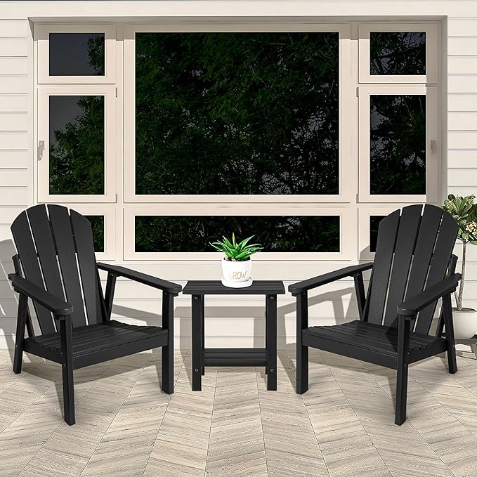 Adirondack Chair Set of 4, HDPE All Weather Adirondack Chairs, Fire Pit Chairs, Patio Chairs, Lawn Chairs. Perfect for Porch, Patio, Poolside, Deck.