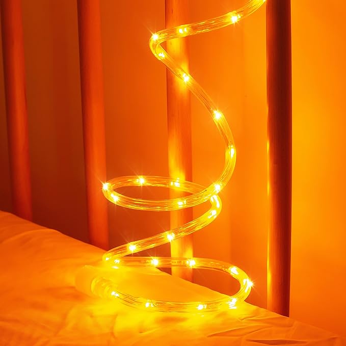 Waterproof LED Rope Lights, Connectable & Flexible with 8 Modes, Outdoor Lighting for Deck, Garden, Pool, Patio & Christmas Decor (Orange, 100ft)