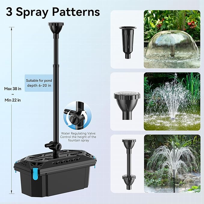 NFESOLAR Pond Filter Fountain with 70W Solar Panel, 660 GPH Water Pump, 10 FT Extension Cord, Solar Fountain Pump with Pond Filter Box Outdoor for Koi Ponds Water Feature Waterfall Pool