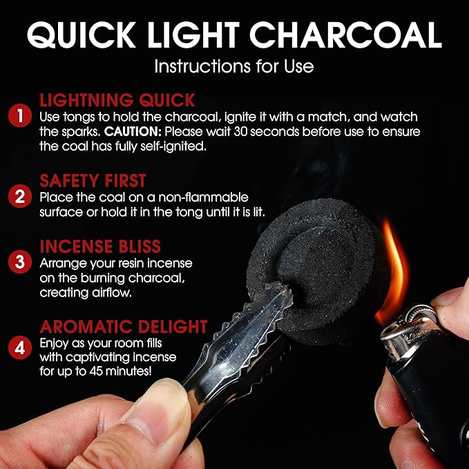 Sunlight® Charcoal Tablets for Incense– Quick Light Charcoal Tablets – Charcoal Disk Lights – 33 mm Resin Burner Rolls – – Charcoal Burner - Instant Fire Coal Tablet (100 Count (2 Pack).)