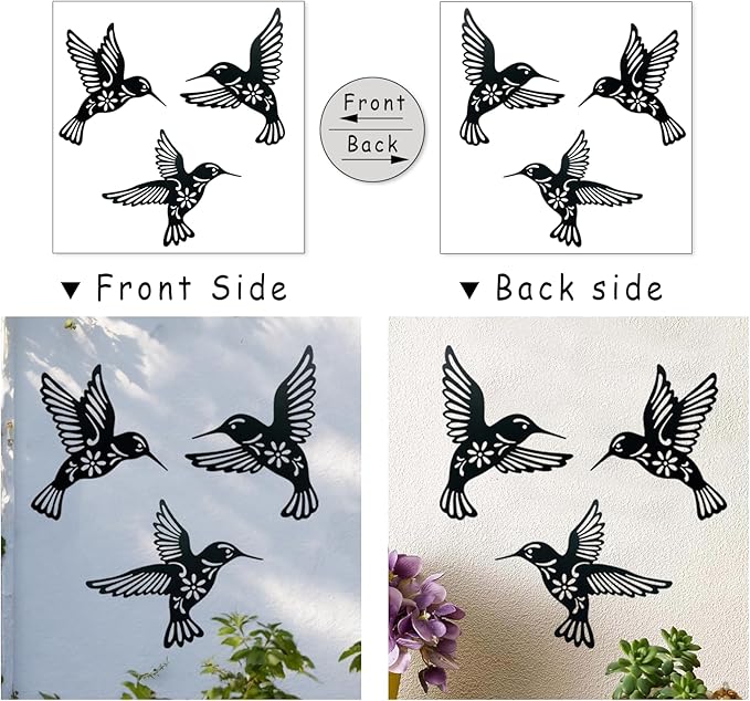 Metal Bird Wall Art Decor- Hummingbird Wall Art Silhouette Outdoor Wall Decor Art for Your Patio, Garden, and Home Metal Art Decor, Indoor and Outdoor Hanging