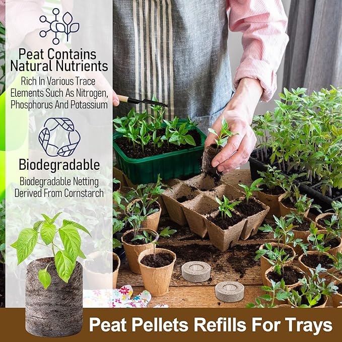 Legigo 200 Pcs 40mm Seed Starter Peat Pellets Pods for Seedlings- Compressed Seed Starting Pellets Seed Starter Pods Plugs Soil Peat Pods for Starting Seeds, Garden Planting Herb Flower Vegetables