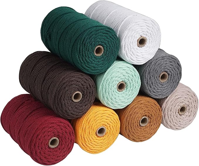 NOANTA Red Macrame Cord 4mm x 109yards, Colored Macrame Rope, Cotton Cord Macrame Yarn, Colorful Cotton Craft Cord for Wall Hanging, Plant Hangers, Crafts, Knitting