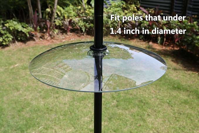 2 Pack 13 1/2 Inch Clear Glass Squirrel Baffle Weather Guard for Shepherd Hook or Bird Feeding Station Pole or Hanging Bird Feeders