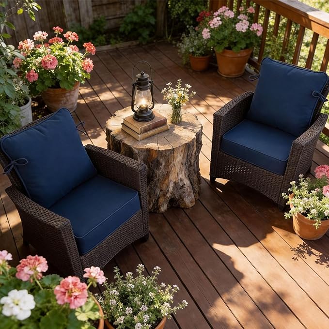 COZYVIDA 19"x19" Outdoor Universal Cushion Set of 1, Patio Cushions with Handles & Ties, Water-Proof Stain-Resistant UV-Resistant 1000+ Hrs,High Resilience Foam with YKK Zippers,Navy Blue-TPU