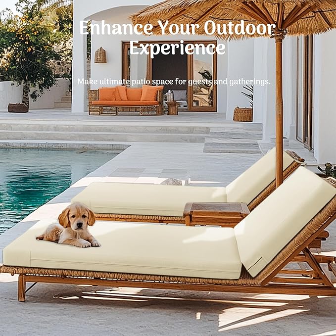 Codi Chaise Lounge Cushions Outdoor, Pool Lounges Chair Cushion Set, Waterproof for Patio Furniture, 80 x 26 x 3.5 Inch 1PK Beige
