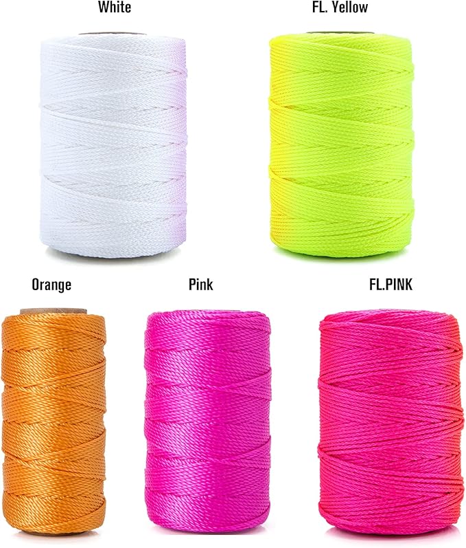 HONGDA Mason Line, 1000 Feet #18 Braided Nylon Mason line String Perfect for Masonry Jobs and for The Layout of General Construction, Gardening, DIY Project, Fluorescent Pink