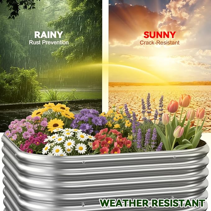 4 Pack Tall 2x2x1.5FT Raised Beds for Gardening, Corrugated Galvanized Steel Raised Garden Bed, Outdoor Metal Above Ground Garden Bed for Vegetables and Flowers