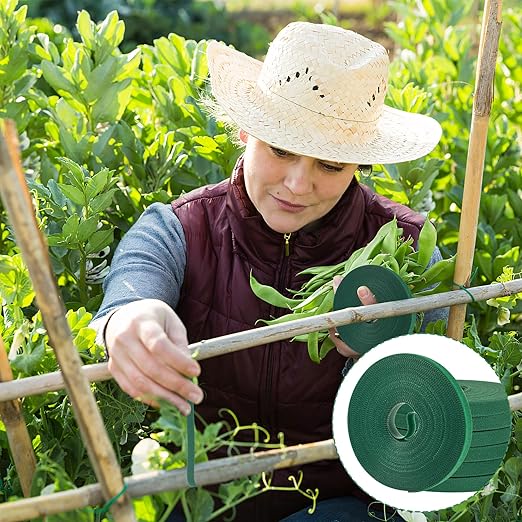 Plant Tape for Climbing Plants, 6 Rolls, 196 Ft x 1/2 Inch, Reusable Adjustable Green Garden Tape for Plants, Soft Plant Ties for Outdoor Indoor Plants