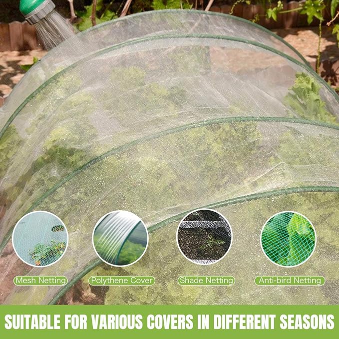 joyhalo 36pcs Garden Hoops for Raised Beds, Garden Mesh Netting Kit with 10x30 Ft Garden Net, Bird & Cicada Netting for Trees, Garden Mesh Protection for Greenhouse, Vegetable