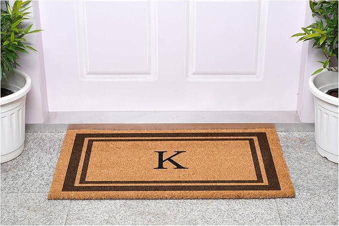 Calloway Mills 152982436K Brown Border 24" x 36" Monogram Doormat (Letter K)