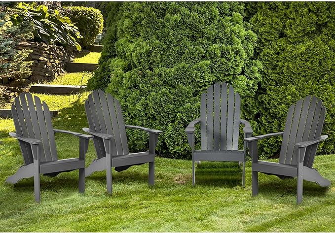 Tangkula Adirondack Chair, Acacia Wood Adirondack Lounger Chair, Outdoor Armchairs with Slatted Seating, Weather Resistant