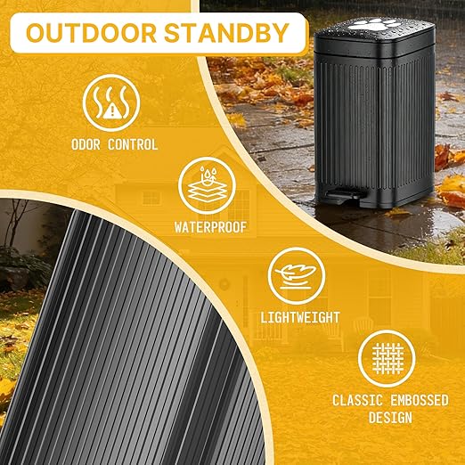 Dog Poop Trash Can Outside, 2.7Gal Dog Waste Trash Can with Lid, Foot Pedal, Dog Waste Container with 20 Bags, Pet Poop Bucket with Soft Close for Backyard Odor Control