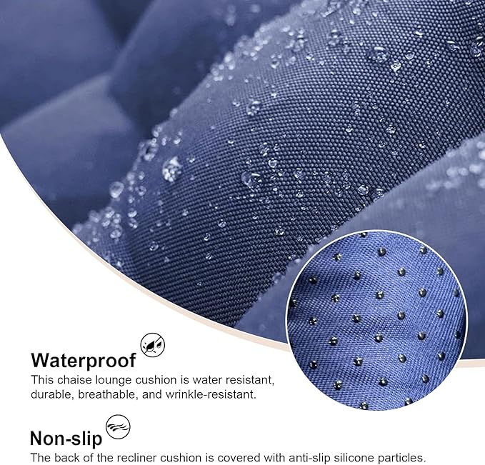 ERWUDEling Zero Gravity Lounge Chair Cushion 67 Inch - Thick & Soft Waterproof Patio Furniture Cushion for Outdoor/Indoor Use, Non-Slip with 6 Ties, Blue (19" W x 67" L x 4" T)