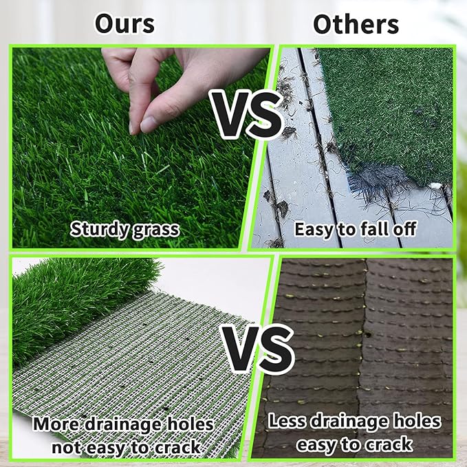 Grass Pad for Dogs 59.1 x 39.4 inches, Strong Absorbency Soft and Real Grass for Pets Potty Training, Easy to Clean Fake Grass for Dog Indoor Outdoor Use (1 Pack)