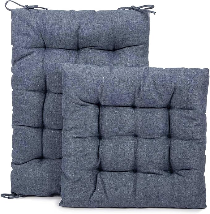 Rocking Chair Cushions Comfortable Tufted Seat Cushion Pads Non-Skid Backed Set of Backrest Cushion and Seat Bottom for Porch Rocker Adirondack Chair (Navy, Backrest-24X17,Bottom-17x17)