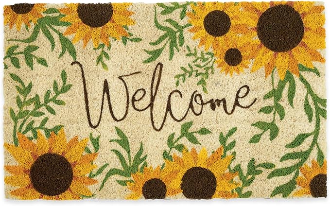 DII Natural Coir Doormat Outdoor Welcome Mat, 17x29, Sunflower
