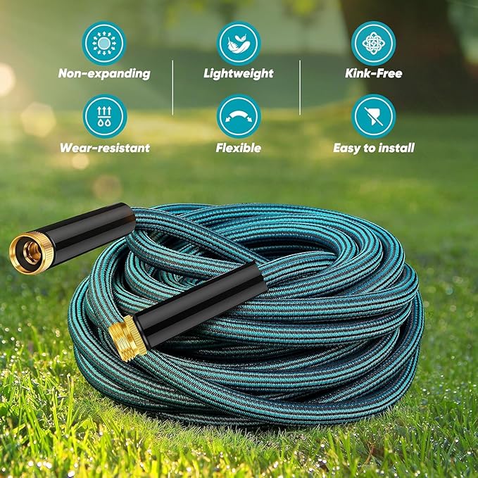 Garden Hose 15ft, Non-Expanding Water Hose Ultra Lightweight, Kink-Free, Sturdy, Flexible, Abrasion Resistant Hose for Yard, Lawn, Outdoor, Marine and Camper