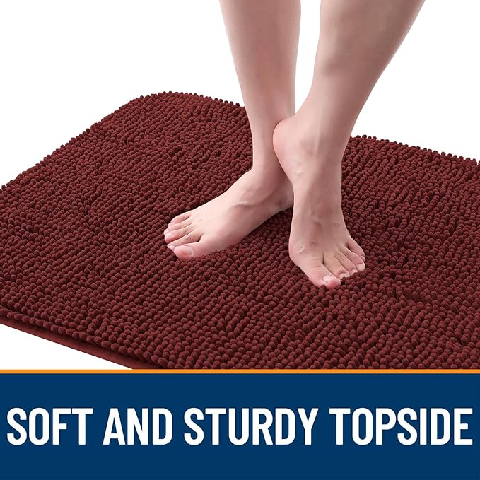 OLANLY Dog Door Mat for Muddy Paws 32x20, Absorbs Moisture and Dirt, Absorbent Non-Slip Washable Doormat, Quick Dry Chenille Mud Mat, Entry Indoor Entryway Carpet for Inside Floor, Caramel Russet