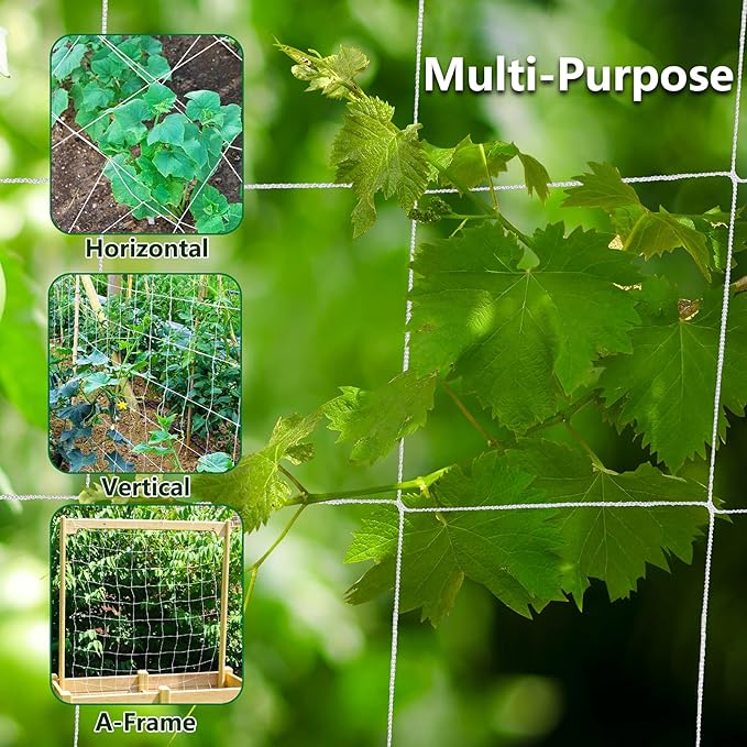 Toolazy Soft Mesh Nylon Trellis Netting Bulk Roll - 5 x 350 ft Heavy-Duty Garden Netting for Climbing Plants,Garden Melons Vegetables, Grape Racks, Hydroponic