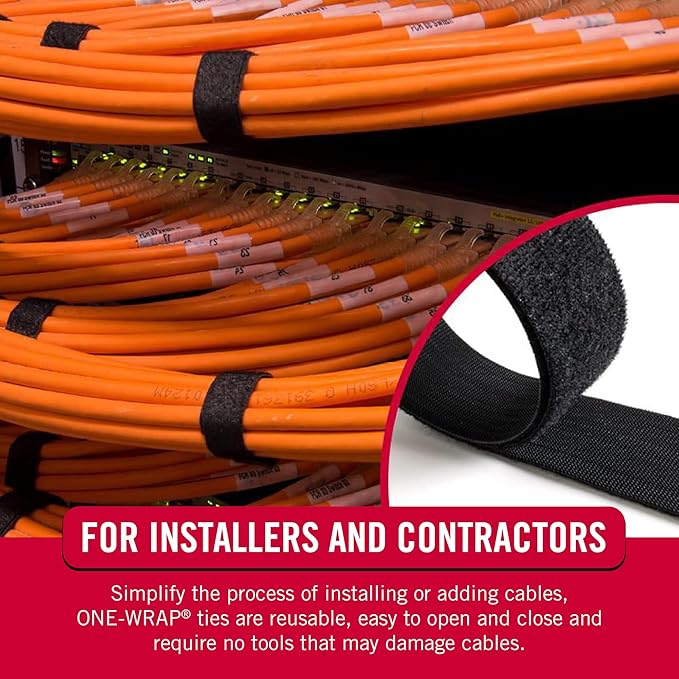 VELCRO Brand Cut to Length Straps Heavy Duty | 45 Ft x 3/4 in | ONE-WRAP Self-Gripping Double Sided Roll-| Bundling Ties Fasten to Themselves for Secure Hold,VEL-30834-AMS,Black,(Pack of 12)