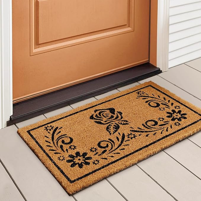 LuxUrux Welcome Mats Outdoor Coco Coir Doormat, with Heavy-Duty PVC Backing - Natural - Perfect Color/Sizing for Outdoor/Indoor uses, 17 x 30 inch