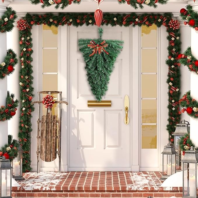 Christmas Swag for Decorating Outdoor, Christmas Teardrop Swag Ornament Decorative Props Pendant Wall Hanging for Front Door Indoor Outdoor Wall Hanging Decor