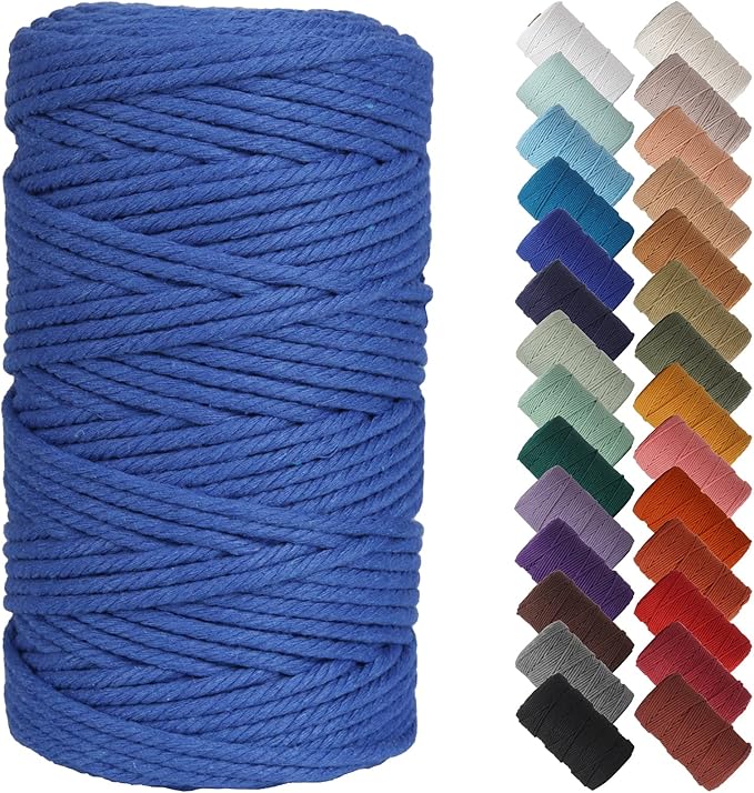 NOANTA Royal Blue Macrame Cord 4mm x 109yards, Colored Macrame Rope, Cotton Cord Macrame Yarn, Colorful Cotton Craft Cord for Wall Hanging, Plant Hangers, Crafts, Knitting