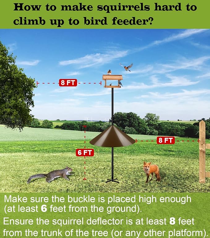 19 Inch Wide Squirrel Baffle for Bird Feeder Pole, Outside Pole Mount Stopper & Bird House Guard for Outdoor Shepherd’s Hook, Brown, 1 Pack