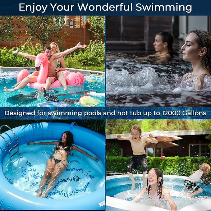 Saltwater Pool Chlorinator System for Above Ground Pools and Hot Tub, Saltwater Pool System with Self-Cleaning Titanium Cell & LED Control Panel, Up to 12,000 Gallons, 2 Year Limited Warranty