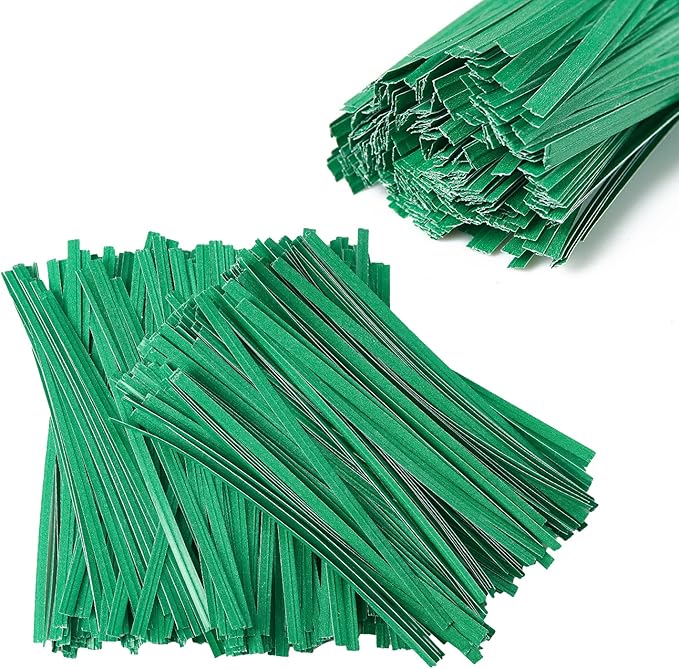 Tangyinrd 500 Pcs 5" Green Paper Twist Ties, for Party Cello Candy Bread Coffee Bags Cake Pops