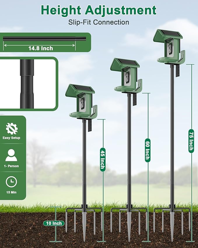 Bird Feeder Pole – 75 Inch Height Bird House Pole with 1-Inch Dia Heavy Duty for Birdfeeders, Feeding Stand with Mount Kit for Outdoor, Slip-Fit Connection, Black