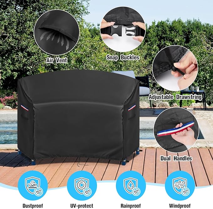Adirondack Chair Cover,Waterproof Cover for Tall Adirondack Chair Set of 2,Patio Chairs Cover for Tall Adirondack Chairs with Table,81"Wx30''Dx49''H,Black