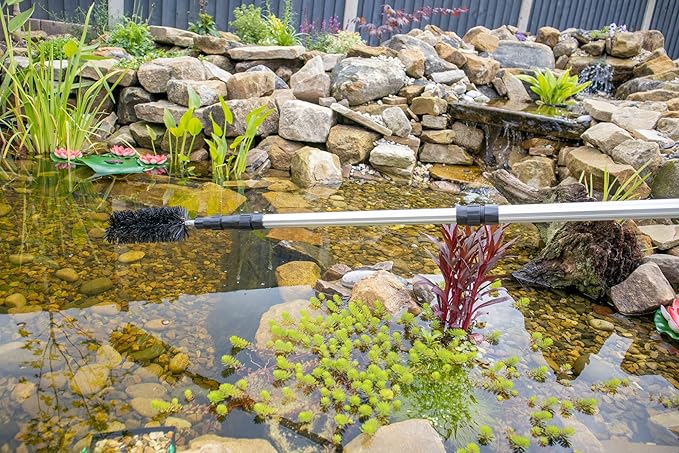PondH2o Water Garden Koi Fish Pond Brush with Telescoping Handle to 70 Inch, Scrubbing Brush for Routine Water Garden Koi Fish Pond Maintenance & Cleaning