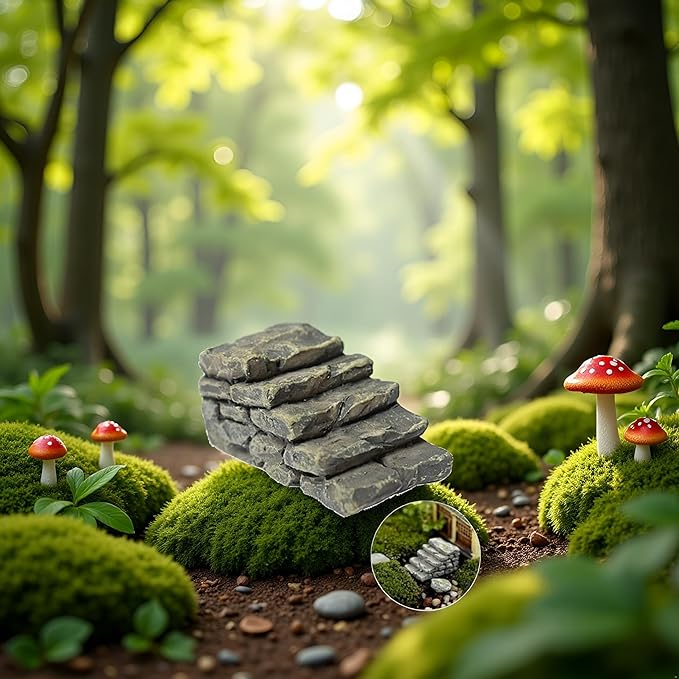 Miniature Resin Bridge Stair Stone Straight Bridge Stairs Steps Garden Fairy Ornament Micro Landscaping Decor Bonsai Craft Straight Stairs Outdoor, Garden Sculptures and Statues, Decorations