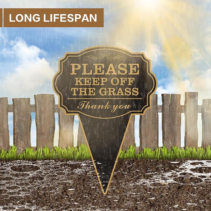 Double Sided Yard Sign, Stay Off Grass with Stake, 10"x14" Please Keep Off the Grass Lawn Display, Rust-Free Metal for Garden, Weatherproof UV Printed for Outdoor Use (KEEP OFF THE GRASS-1PACK)