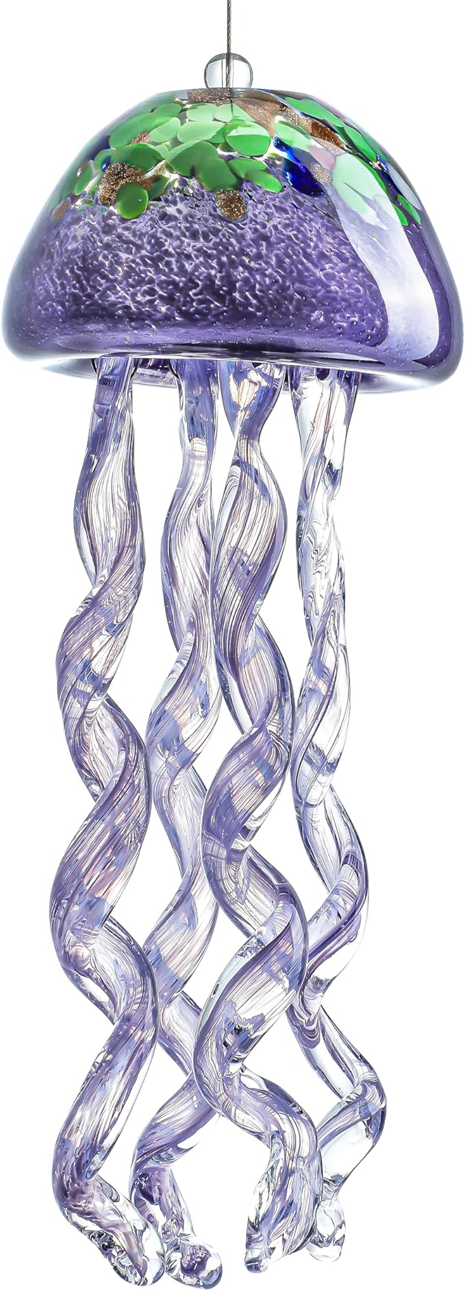 H&D HYALINE & DORA Purple Blown Glass Jellyfish Wind Chime Sea Glass Wind Chimes for Outside Jellyfish Wind Chimes Outdoor Sea Glass Decor for Patio Garden Balcony Porch(14in)