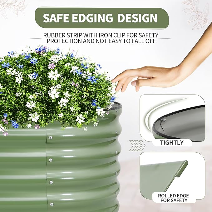 Galvanized Raised Garden Bed Outdoor- 2 Pcs Raised Beds for Gardening| Metal Planter Box, Steel Raised Garden Bed Kit with Gloves for Vegetables, Flower, Herbs (6x2x1.4FT, Green)