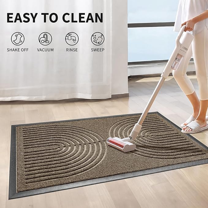 Heavy Duty Door mat Outdoor Indoor Entrance, Non Slip Welcome Mat, Natural Rubber Floor Mat for Entryway, Patio, Garage, Porch, 32"x47",Brown