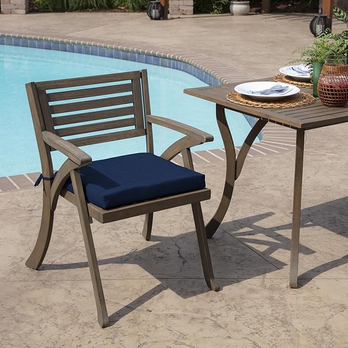Arden Selections Rocking Chair Cushion, 19 x 18, Rain-Proof, Fade Resistant, Cushions for Rocking and Outdoor Chairs 18 x 19, Sapphire Blue Leala (Pack of 4)