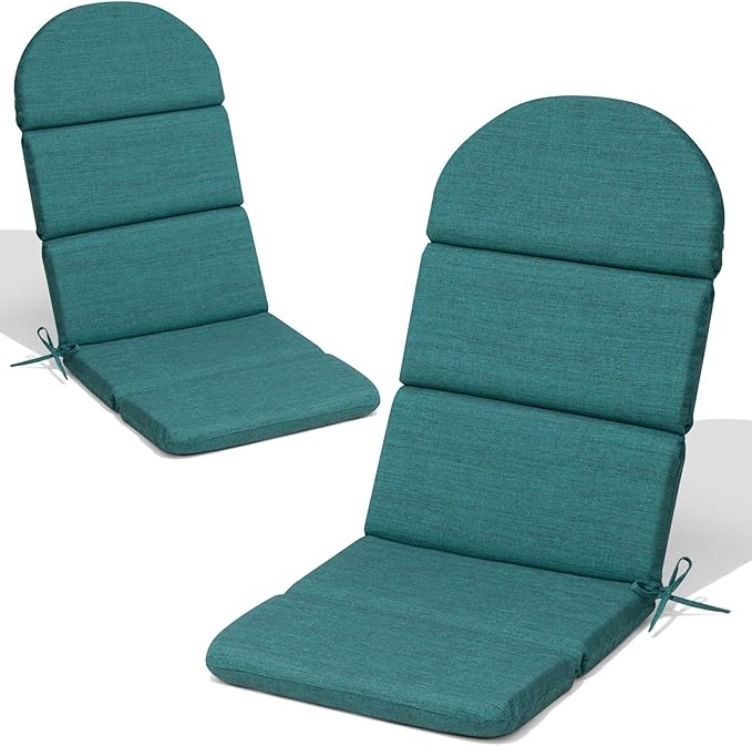 Crestlive 50x19.6 Inch Adirondack Chair Cushion Set of 2, Water Repellent, Fade Resistant, High Back Outdoor Rocking Chair Cushion for Patio, Malachite