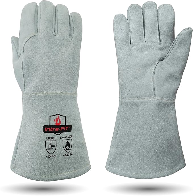 932℉/500°C Heat Resistant gloves, Fire Proof Foundry Leather Gloves for Fireplace, Furnace, Fire Pit, Blacksmith...