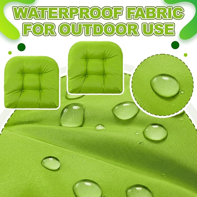 Barydat 3 Pack Wicker Furniture Cushions Waterproof Outdoor/Indoor Tufted Wicker Chair Cushions 1 Loveseat and 2 U-Shape Rattan Chairs for Patio Furniture, Rattan Love Seat, Bench (Grass Green)