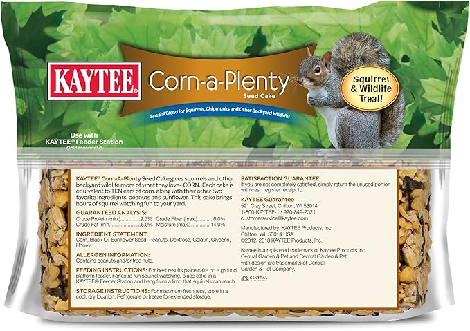 Kaytee Corn-a-Plenty Seed Cake, Food for Wild Squirrels, Chipmunks, Rabbits & Other Backyard Wildlife, 2.5 Pounds
